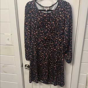 LOFT Black and Pink Floral Dress